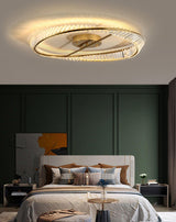 Modern Circular Crystal Rings LED Flush Mount Ceiling Light in Brass Finish