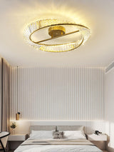 Modern Circular Crystal Rings LED Flush Mount Ceiling Light in Brass Finish