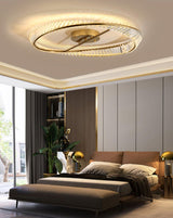 Modern Circular Crystal Rings LED Flush Mount Ceiling Light in Brass Finish