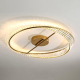 Modern Circular Crystal Rings LED Flush Mount Ceiling Light in Brass Finish