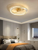 Modern Circular Crystal Rings LED Flush Mount Ceiling Light in Brass Finish