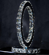 Modern LED Crystal Ring Table Lamp Chrome Finish for Bedroom Nightstand