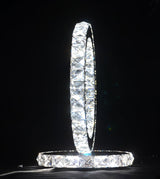 Modern LED Crystal Ring Table Lamp Chrome Finish for Bedroom Nightstand