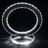 Modern LED Crystal Ring Table Lamp Chrome Finish for Bedroom Nightstand
