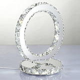 Modern LED Crystal Ring Table Lamp Chrome Finish for Bedroom Nightstand