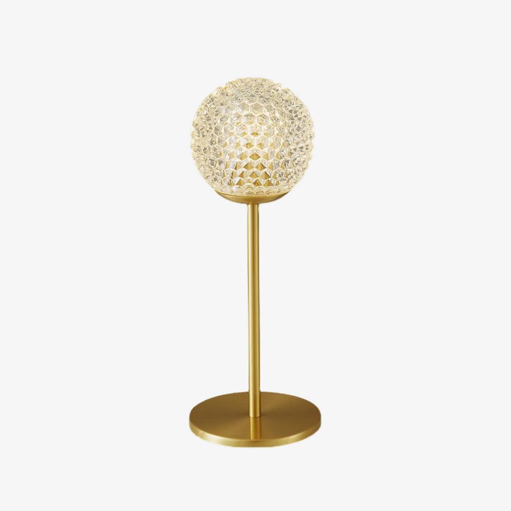 Elegant Crystal Globe Table Lamp with Polished Brass Finish and Spherical Shade