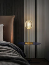 Elegant Crystal Globe Table Lamp with Polished Brass Finish and Spherical Shade