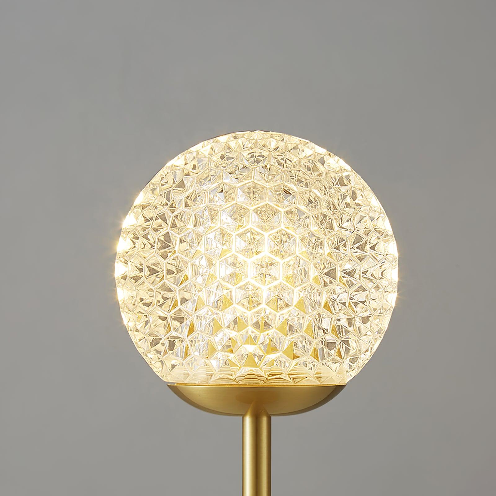 Elegant Crystal Globe Table Lamp with Polished Brass Finish and Spherical Shade
