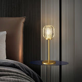 Elegant Crystal Globe Table Lamp with Polished Brass Finish and Spherical Shade