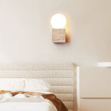 Minimalist Natural Yellow Travertine Stone Cube Wall Sconce Modern Indoor Geometric Lighting Fixture