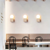 Minimalist Natural Yellow Travertine Stone Cube Wall Sconce Modern Indoor Geometric Lighting Fixture