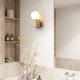 Minimalist Natural Yellow Travertine Stone Cube Wall Sconce Modern Indoor Geometric Lighting Fixture