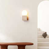 Minimalist Natural Yellow Travertine Stone Cube Wall Sconce Modern Indoor Geometric Lighting Fixture