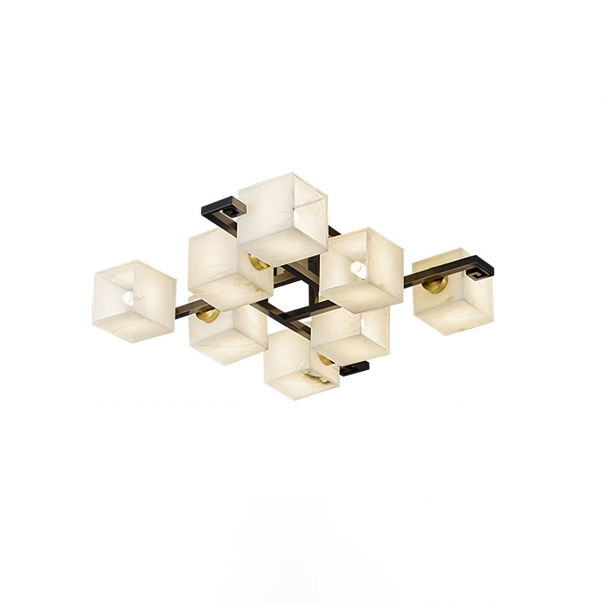 Cubist Alabaster Cluster Flush Mount Ceiling Light Modern Geometric Stone Lamp