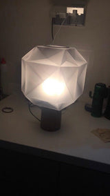 Cubo Artisanal Blown Glass Table Lamp with Smoky Finish and Metal Base