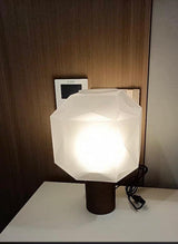 Cubo Artisanal Blown Glass Table Lamp with Smoky Finish and Metal Base