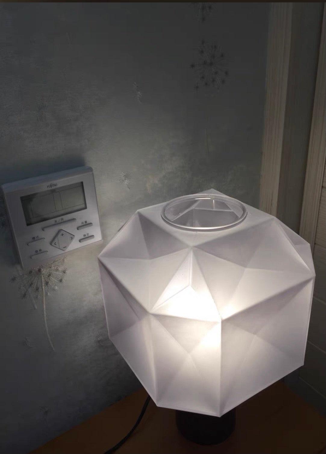 Cubo Artisanal Blown Glass Table Lamp with Smoky Finish and Metal Base
