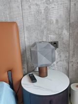 Cubo Artisanal Blown Glass Table Lamp with Smoky Finish and Metal Base