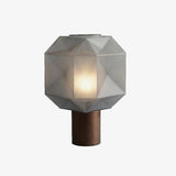 Cubo Artisanal Blown Glass Table Lamp with Smoky Finish and Metal Base