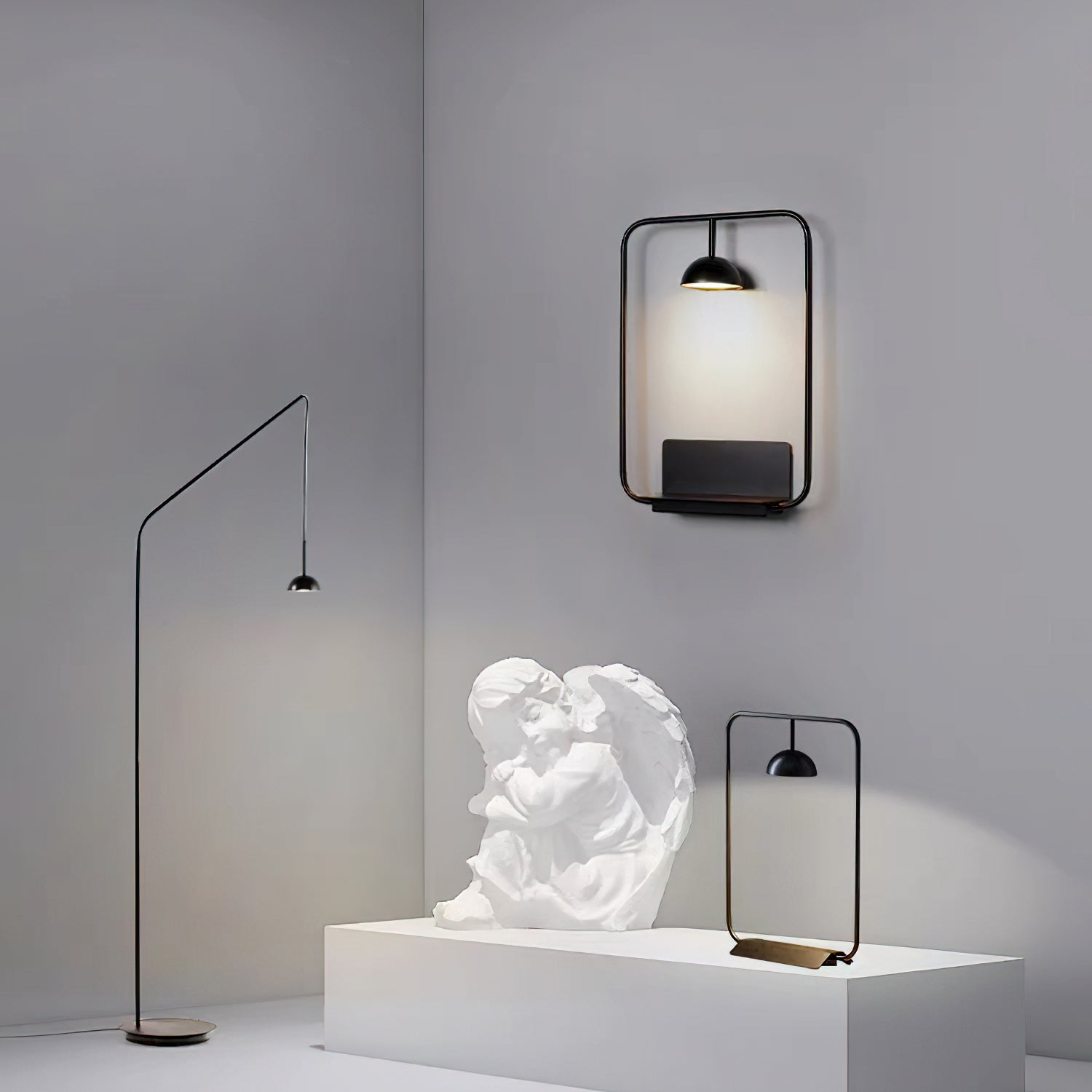 Cupolina Modern Dome Standing Floor Lamp with Minimalist Curved Black Metal Body