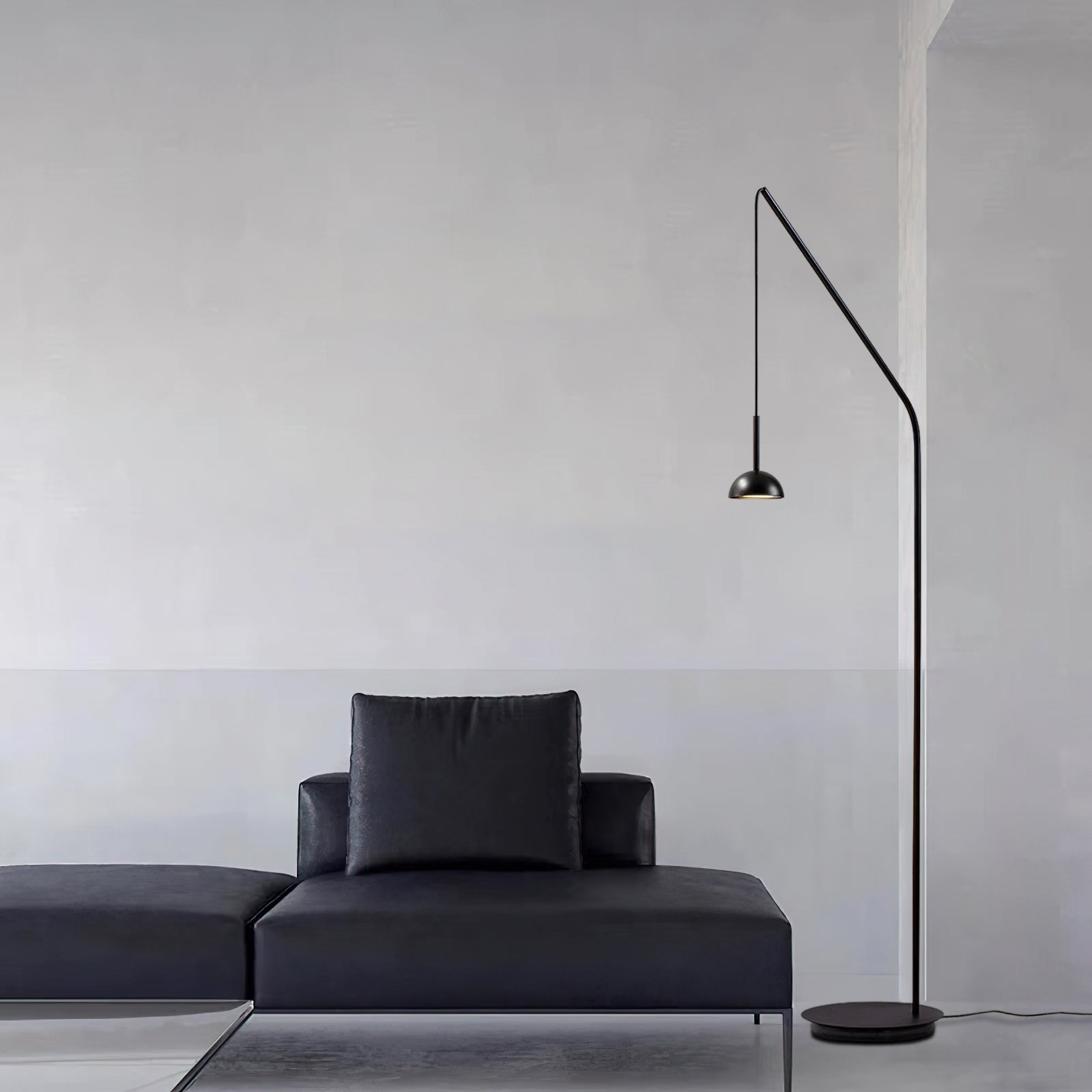 Cupolina Modern Dome Standing Floor Lamp with Minimalist Curved Black Metal Body