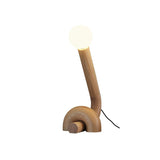 Modern Wood Curled Table Lamp Sculptural Bedside Light for Living Room and Bedroom