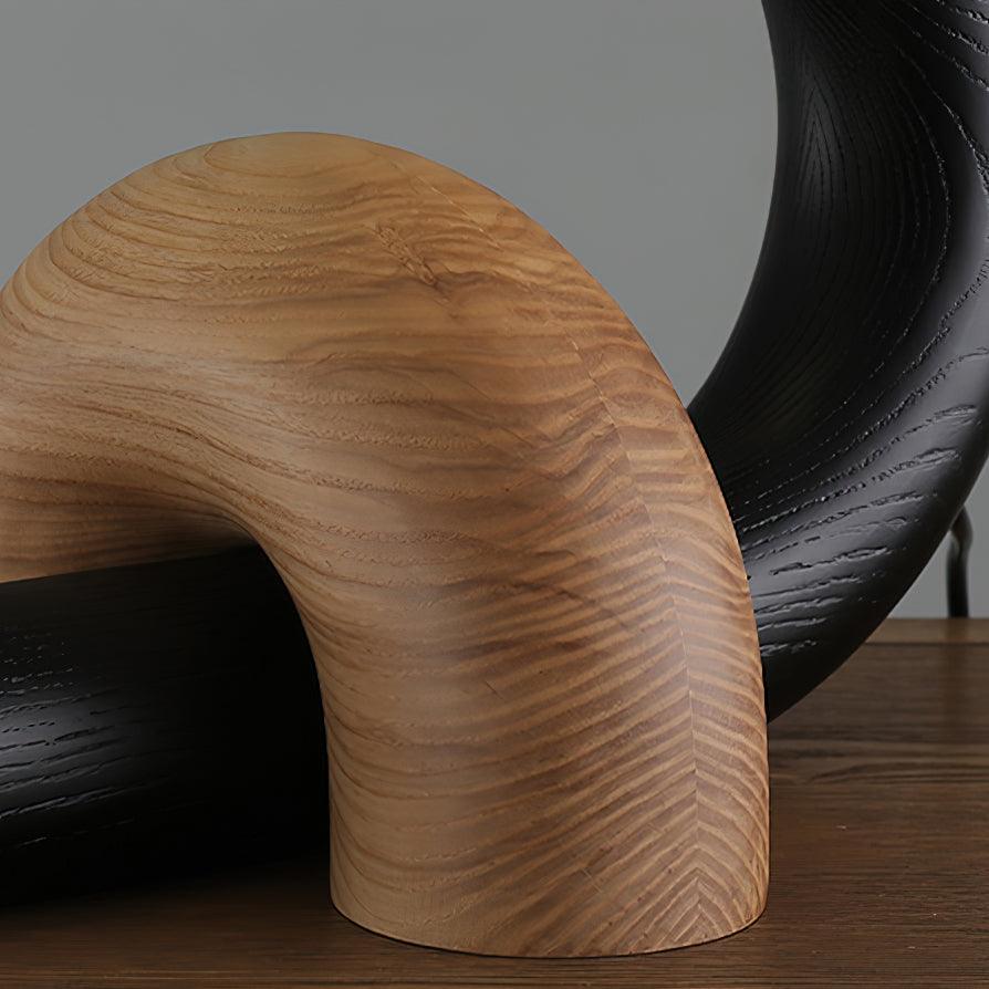 Modern Wood Curled Table Lamp Sculptural Bedside Light for Living Room and Bedroom