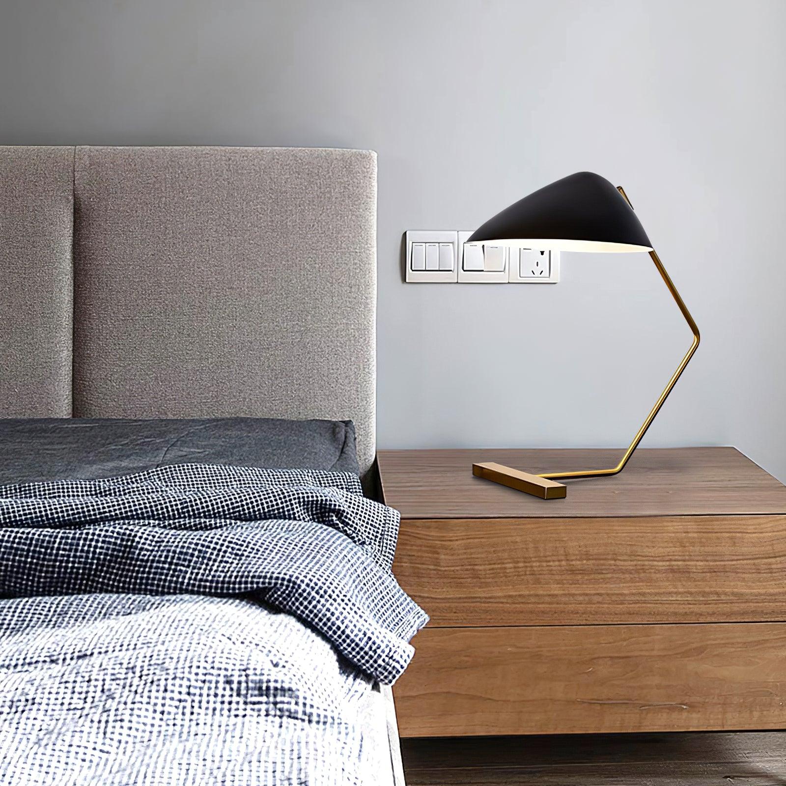 Modern Curvilinear Mid Century Table Lamp with Tilting Shell Shade for Desk and Nightstand