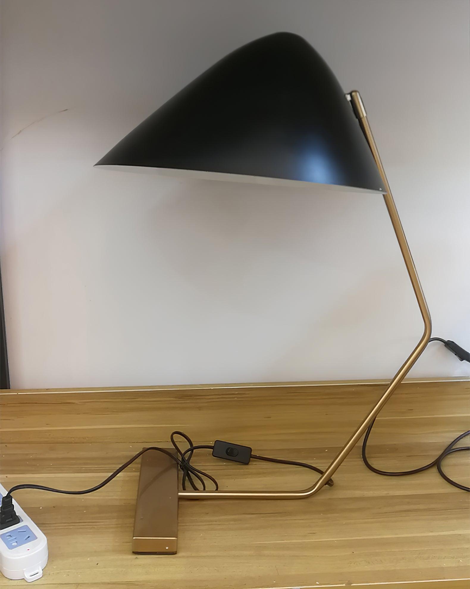 Modern Curvilinear Mid Century Table Lamp with Tilting Shell Shade for Desk and Nightstand