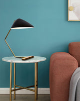 Modern Curvilinear Mid Century Table Lamp with Tilting Shell Shade for Desk and Nightstand