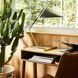 Modern Curvilinear Mid Century Table Lamp with Tilting Shell Shade for Desk and Nightstand