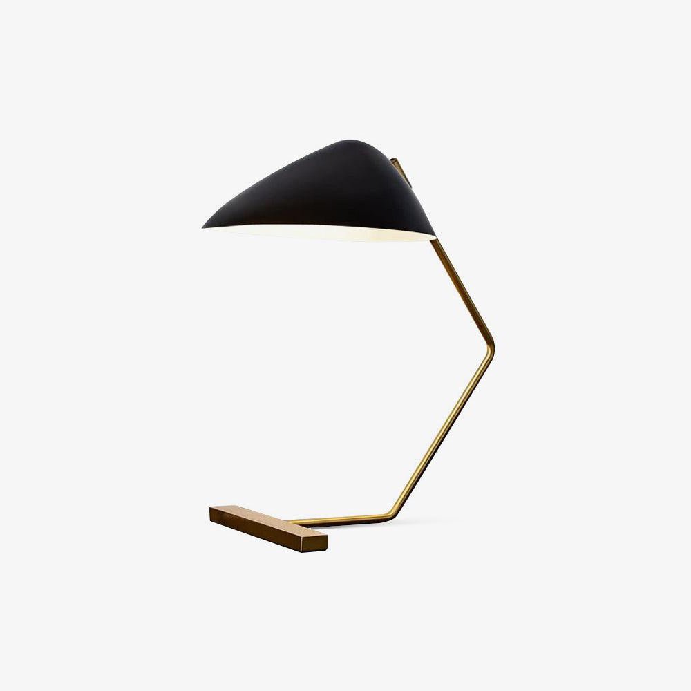 Modern Curvilinear Mid Century Table Lamp with Tilting Shell Shade for Desk and Nightstand