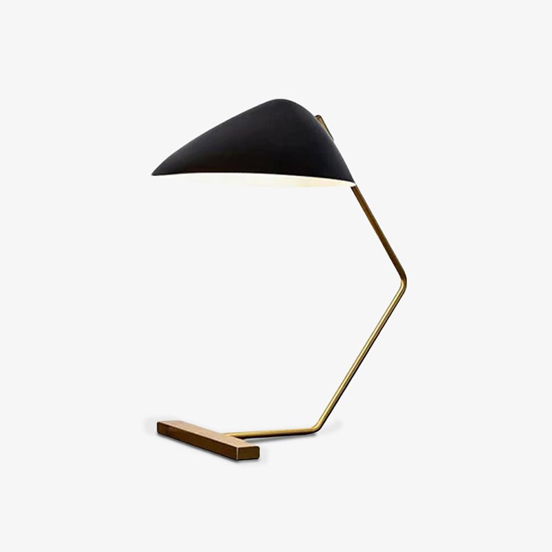 Modern Curvilinear Mid Century Table Lamp with Tilting Shell Shade for Desk and Nightstand
