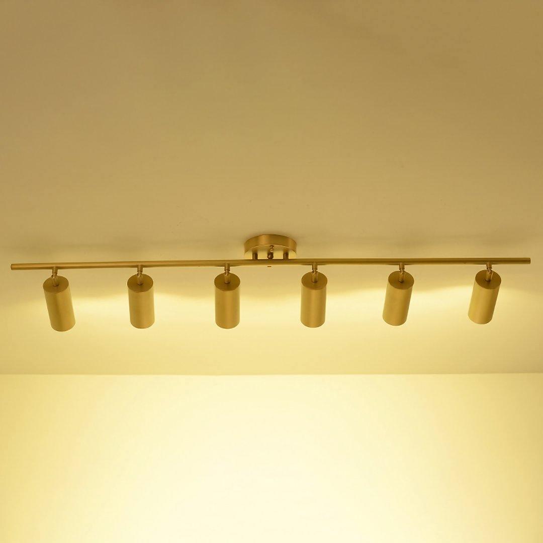 Rotatable Brass Cylinder Spotlight Flush Mount Ceiling Light for Modern Interiors