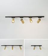 Rotatable Brass Cylinder Spotlight Flush Mount Ceiling Light for Modern Interiors