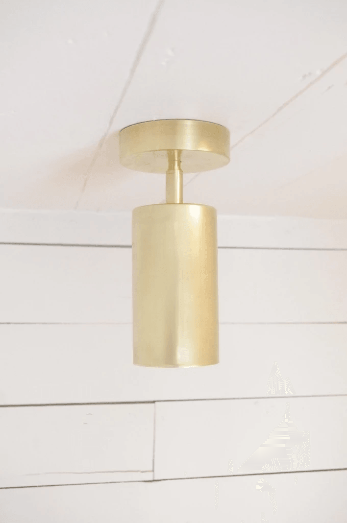 Rotatable Brass Cylinder Spotlight Flush Mount Ceiling Light for Modern Interiors