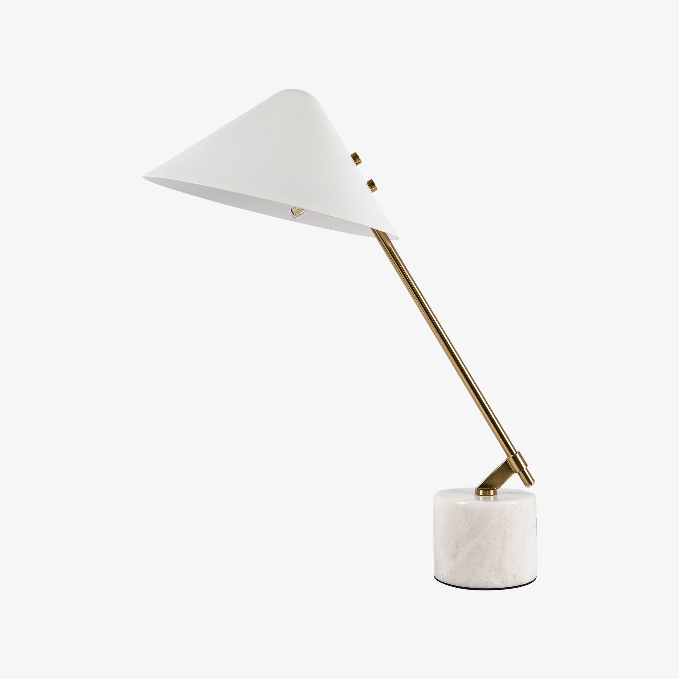 Modern Adjustable White Swing Arm Desk Lamp with Rotating Aluminum Shade