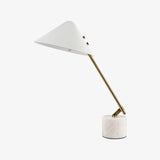Modern Adjustable White Swing Arm Desk Lamp with Rotating Aluminum Shade