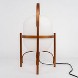 Modern Portable Glass Lantern Table Lamp with Wood Handle and Glass Shade for Ambient Lighting