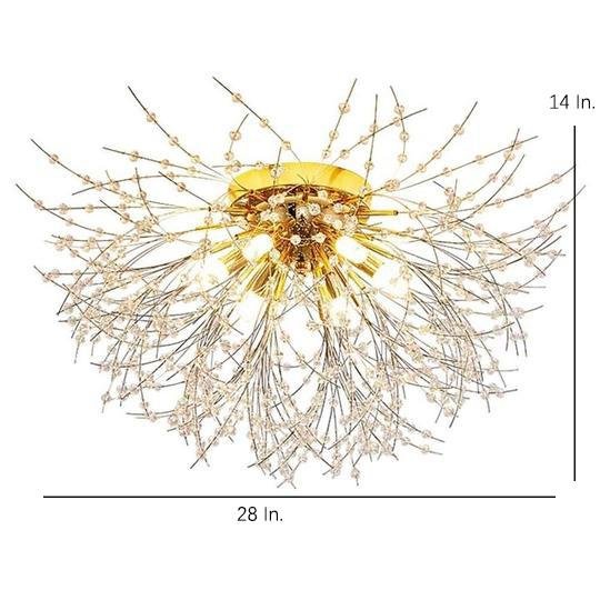 Elegant Crystal LED Flush Mount Ceiling Light Traditional Metal Chandelier Lighting Fixture