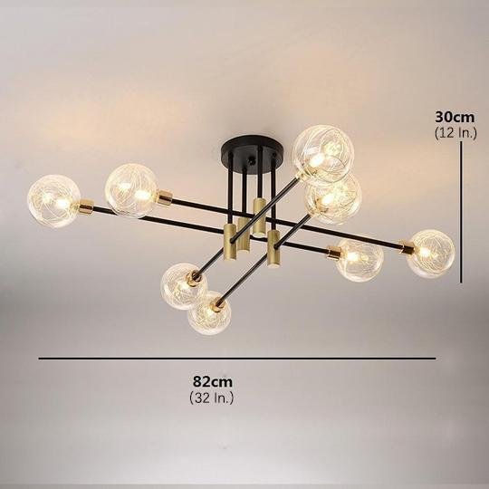 Modern 8 Light Black Metal and Glass LED Flush Mount Ceiling Light Fixture
