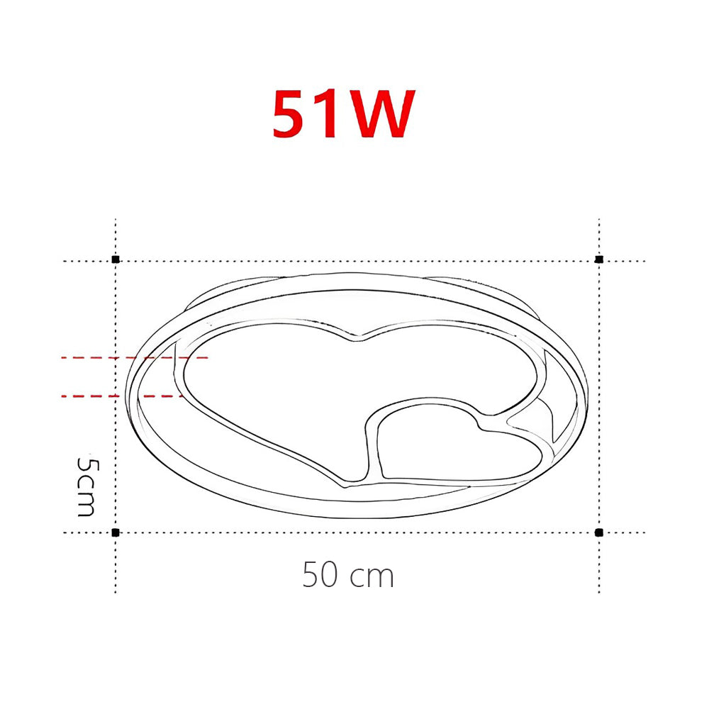 Modern Heart Circle Dimmable LED Flush Mount Ceiling Light with Remote Control