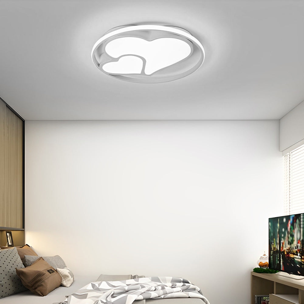 Modern Heart Circle Dimmable LED Flush Mount Ceiling Light with Remote Control