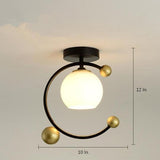 Modern Nordic Glass Globe Flush Mount Ceiling Light for Kitchen Sink Artistic Metal Fixture