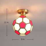 Modern Football Glass Flush Mount Ceiling Light Fixture for Kids Bedroom and Playroom
