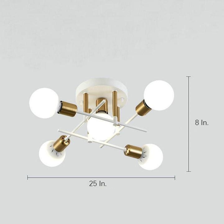 Geometric Nordic Semi Flush Mount Ceiling Light 5 Light Metal Artistic Fixture for Modern Home Lighting