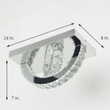 Modern Circular Crystal Flush Mount LED Ceiling Light with Electroplated Metal Finish