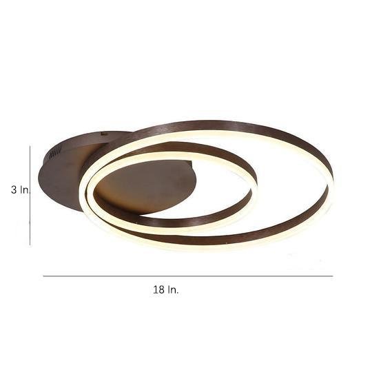 Modern Dimmable Multi Circle LED Flush Mount Ceiling Light for Living Room and Bedroom in Coffee Finish