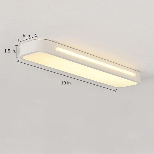 Modern 19 Inch Long Oval LED Flush Mount Ceiling Light Minimalist Rectangular Metal Fixture for Home
