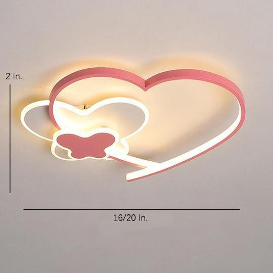 Modern Heart Shaped LED Ceiling Light Dimmable Flush Mount Fixture for Kids Bedroom and Nursery